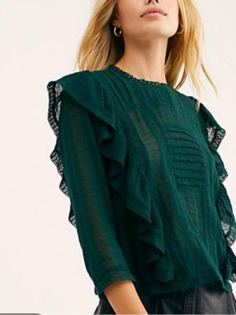 Free People | Tops | Free People Jasmine Ruffle Blouse Size XS Boho Ruffle Crop